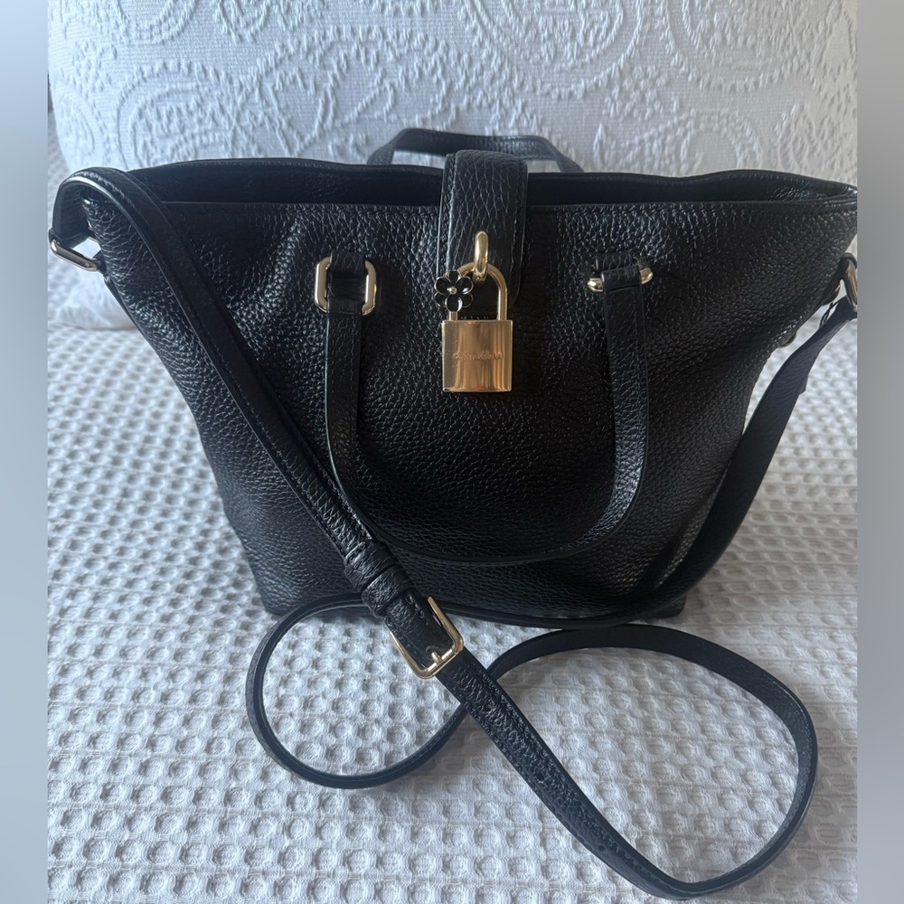 Authentic Dolce & Gabbana Black Shoulder Bag with Gold Lock